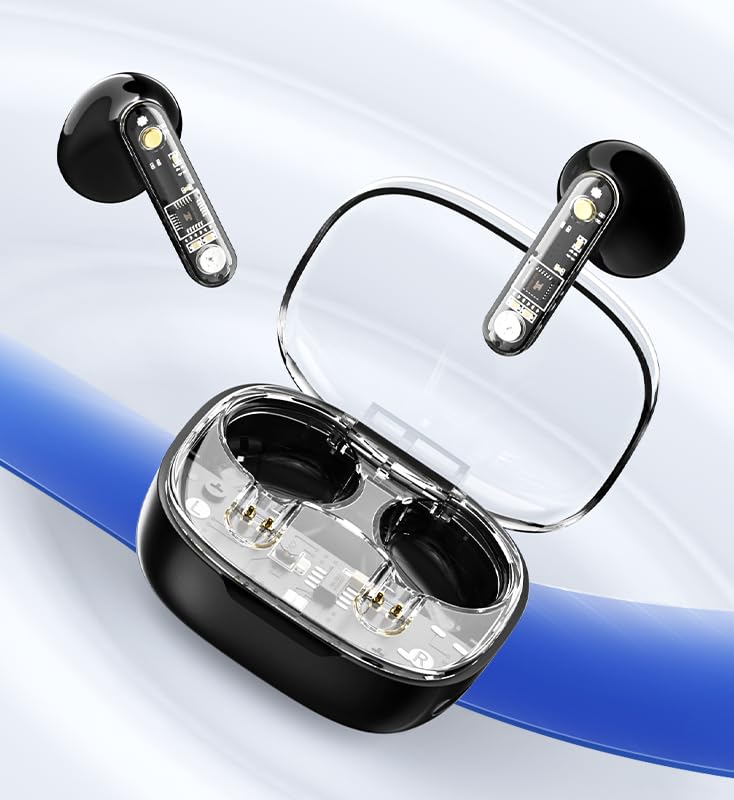 Recci Mars series wireless earbuds, heavy bass, HiFi sound quality. V5.3 wireless version industry-leading, transparent design