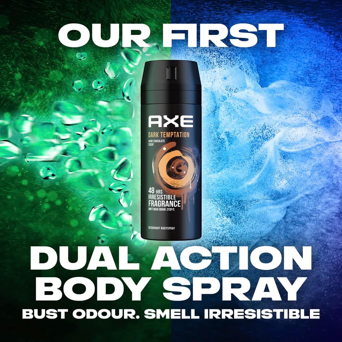 Axe Men Deodorant Body Spray, for long lasting odour protection, Dark Temptation, 48 hours irresistible fragrance, 3 x150ml