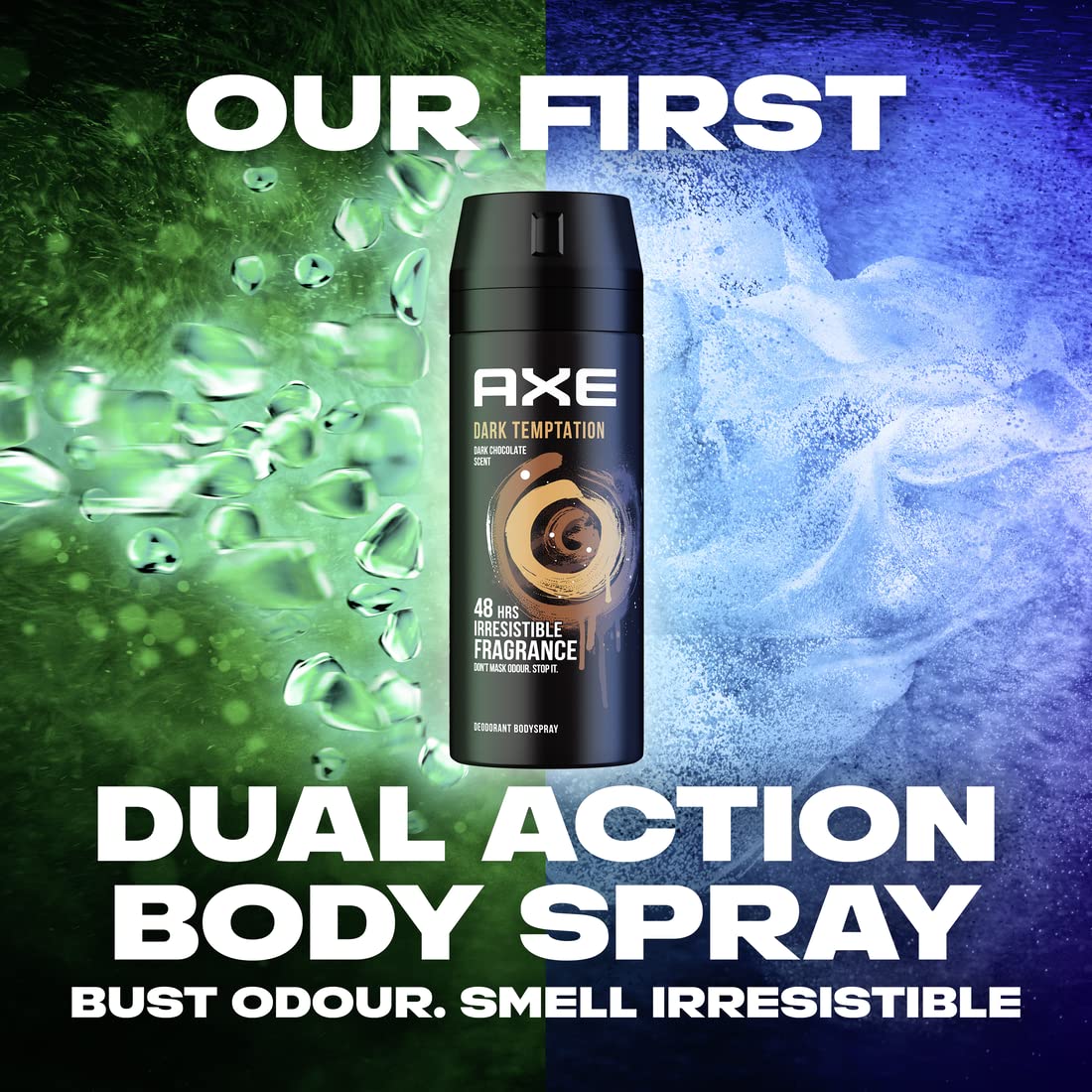 Axe Men Deodorant Body Spray, for long lasting odour protection, Dark Temptation, 48 hours irresistible fragrance, 3 x150ml