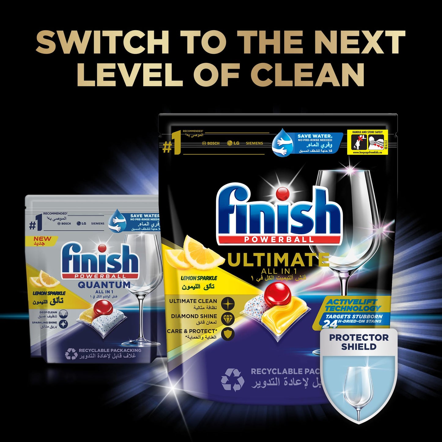 Finish Powerball Dishwasher Detergent All in One Tablets for Deep Clean & Sparkling Shine, Lemon Sparkle - 50 Tabs (Pack of 2)