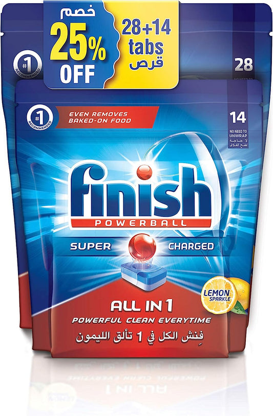 Finish Dishwasher Detergent Tablets, All in One Lemon, 28+14s (42 tablets)