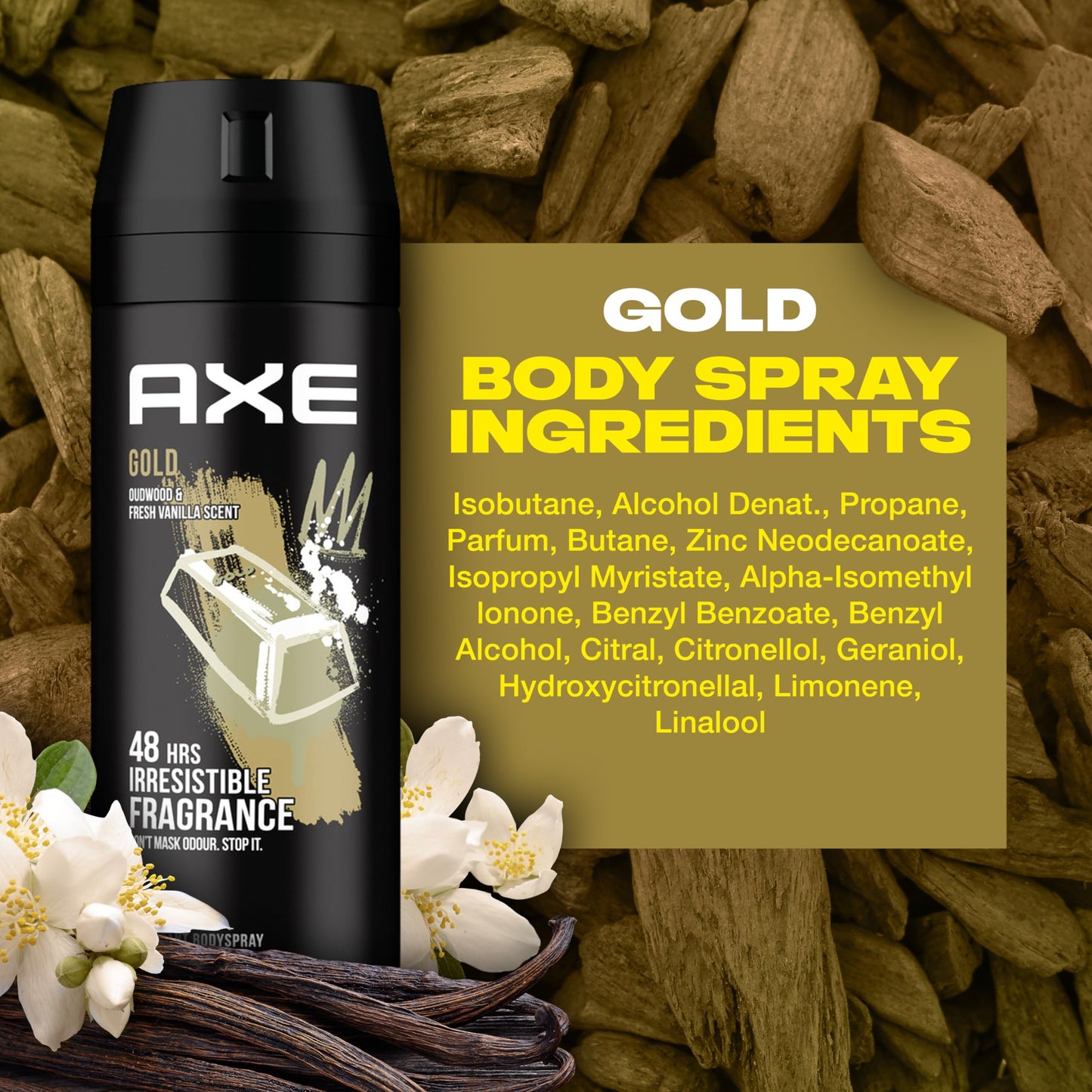 Axe Men Deodorant Body Spray, for Long Lasting Odour Protection, Gold, 48 hours Irresistible Fragrance, 150ml