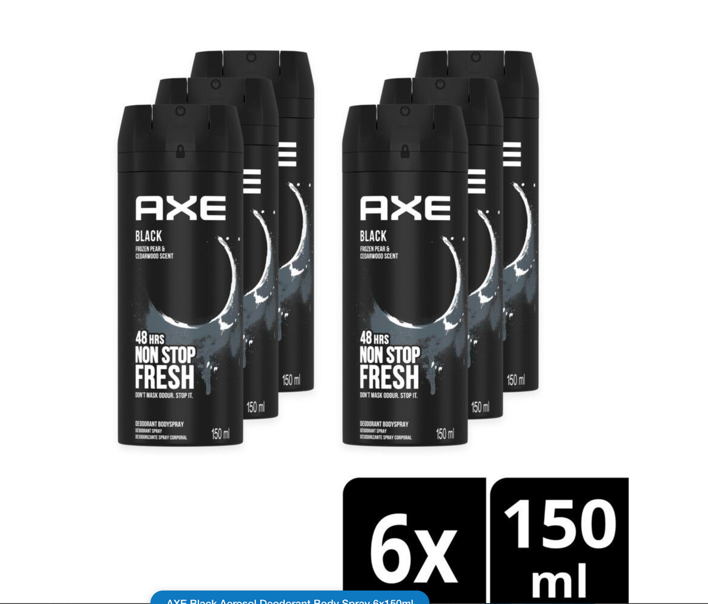 AXE Deodorant Body Spray Black New Edition 150 ML - Pack of 6