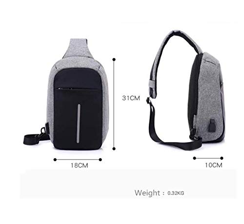 Waterproof Youth 15.6 Inch USB Charging Zipper Business Anti-Theft Travel Crossbody Bag Stealth Zipper Business Chest Pack Repellent Anti-theft Package for Women & Men - Grey