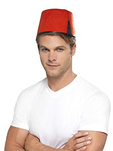 Smiffys Fez Hat with Black Tassel - Red