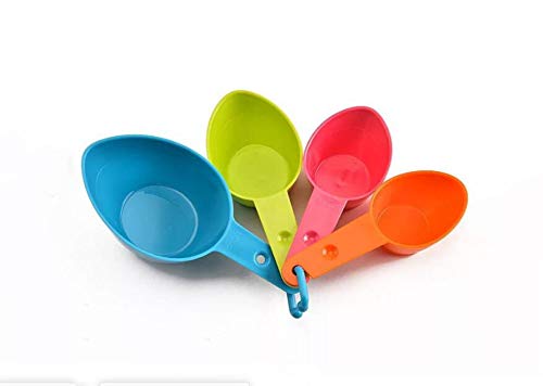 WOIWO Measuring Cup 4 Pieces/Set of Colored Plastic Measuring Spoon Measuring Cup Combination Flour Baking Spoon Measuring Spoon Set