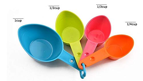 WOIWO Measuring Cup 4 Pieces/Set of Colored Plastic Measuring Spoon Measuring Cup Combination Flour Baking Spoon Measuring Spoon Set