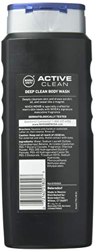 NIVEA FOR MEN Body Wash Active Clean 16.9 oz (Pack of 2)