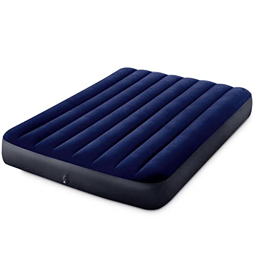 Intex Classic Full-Size Inflatable Downy AirBed Mattress with Waterproof Flocked top and Dura-Beam Inner Structure, Suitable airbed for Both Home and Travel use