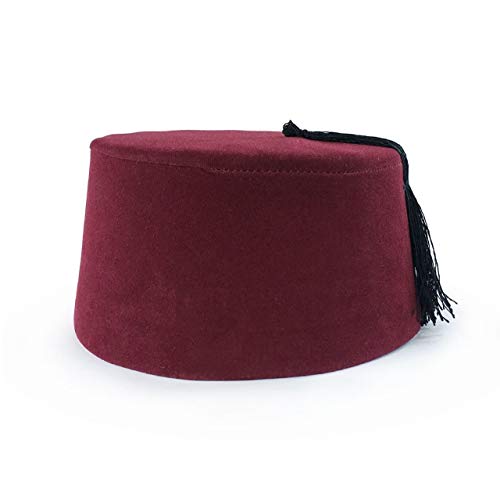 BAYKUL Dr. Who Turkish Shriner Fez Hat Felt, Arabian Moroccan Aladdin Abu Costume Tassel (Red)