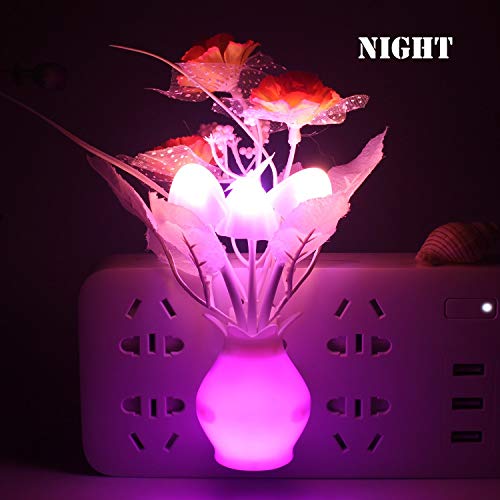 Warmstor 4 Pack Plug in Mushroom Night Light, Rose Clove Flowers Mushrooms Colors Changing Nightlight Feeding Bedside Lamp for Nursery Bedroom Bathroom and More