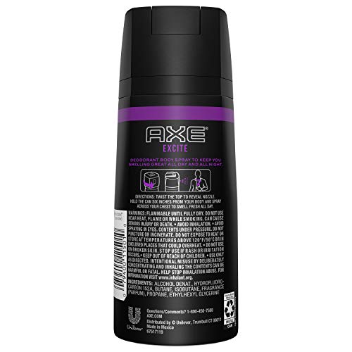 AXE Body Spray for Men, Excite, 4 Ounce (Pack of 2)