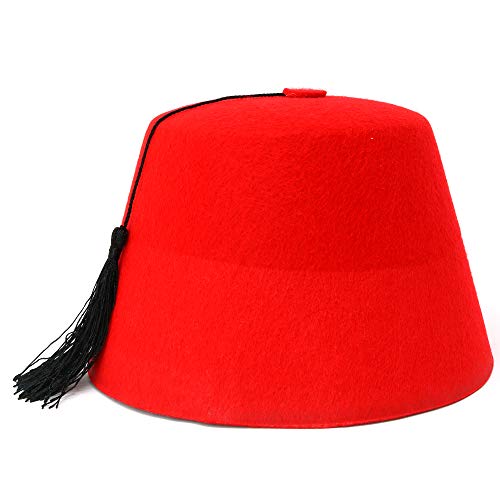 Skeleteen Arabian Red Fez Hat - Moroccan Costume Accessory Fez Hats With Black Tassel - 1 Piece