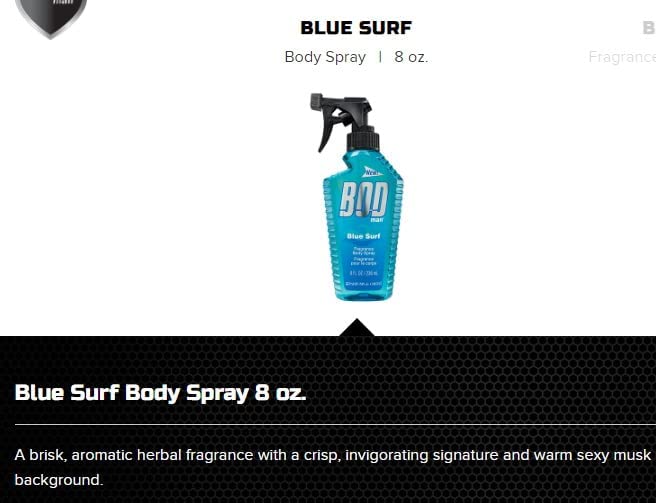 BOD Man Fragrance Body Spray, Blue Surf, 8 Fluid Ounce