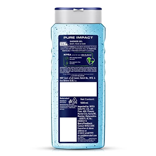 Nivea Pure Impact Shower Gel, 500ml