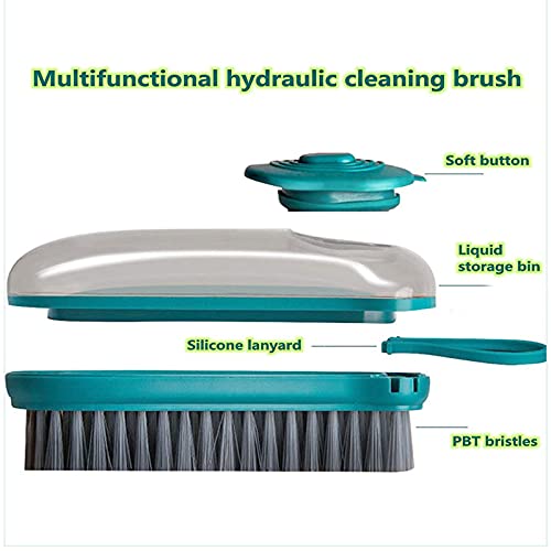 3-Piece Kitchen Scrubber soap Brush, Laundry Brush, Scrub Brush, Soft Sponge Brush, Durable Cleaning Brush with soap Dispenser for Kitchen and Bathroom (Green)