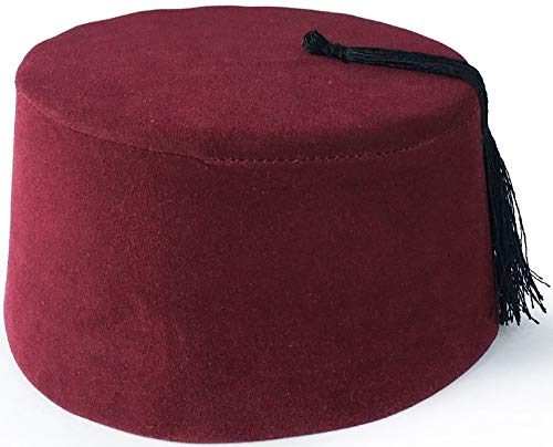 BAYKUL Dr. Who Turkish Shriner Fez Hat Felt, Arabian Moroccan Aladdin Abu Costume Tassel (Red)