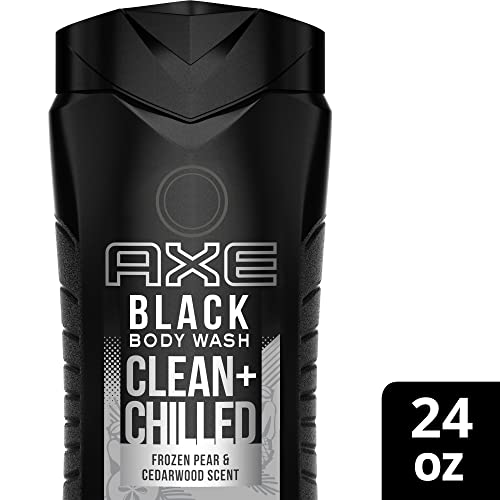 AXE Body Wash 12h Refreshing Scent Cleanser Black Frozen Pear and Cedarwood Men's Body Wash with 100 percent Plant-Based Moisturizers 16 oz