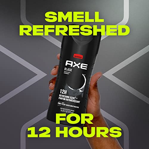 AXE Body Wash 12h Refreshing Scent Cleanser Black Frozen Pear and Cedarwood Men's Body Wash with 100 percent Plant-Based Moisturizers 16 oz