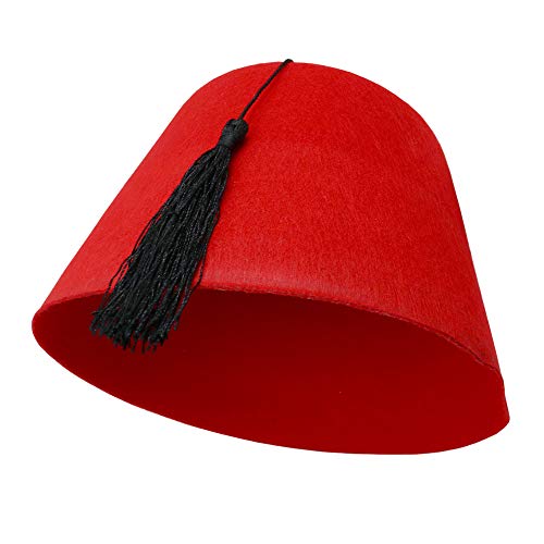 Skeleteen Arabian Red Fez Hat - Moroccan Costume Accessory Fez Hats With Black Tassel - 1 Piece