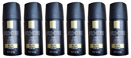 AXE Dry Deodorant Body Spray Gold Oud Wood & Dark Vanilla Travel Size 1 Ounce Pack of 6