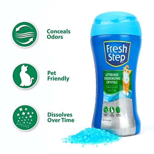 Fresh Step Cat Litter Crystals In Fresh Scent | Cat Litter Box Deodorizer | Combats Cat Odors and Neutralizes Smells to Keep Your Home Clean, 15 Ounces