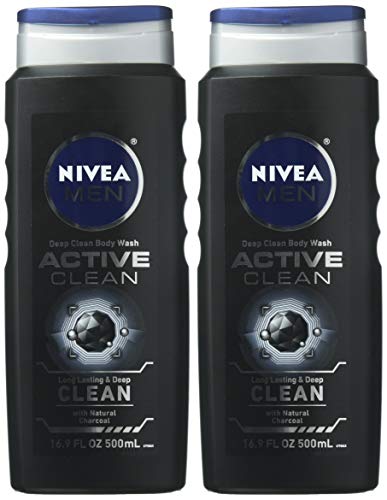 NIVEA FOR MEN Body Wash Active Clean 16.9 oz (Pack of 2)