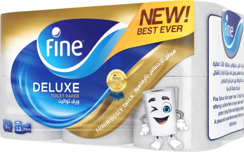 Fine Deluxe Toilet Paper 140 Sheets 3 Ply (12 rolls)