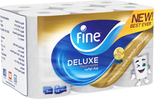 Fine Deluxe Toilet Paper 140 Sheets 3 Ply (12 rolls)