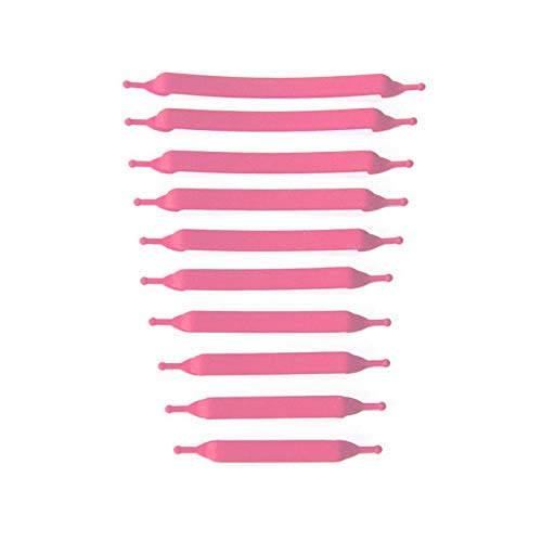 One Set 10 Pairs Different Size No Tie Tieless Elastic Silicone Shoelace(Pink)