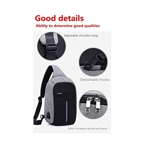 Waterproof Youth 15.6 Inch USB Charging Zipper Business Anti-Theft Travel Crossbody Bag Stealth Zipper Business Chest Pack Repellent Anti-theft Package for Women & Men - Grey