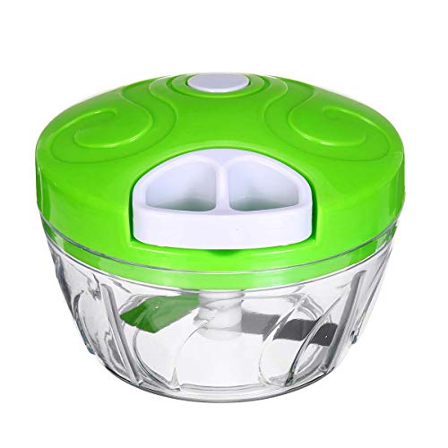 500ml Manual Food Chopper Vegetable Chopper Shredder Household Multifunction Food Processor Meat Machine Crusher Blender Tools (Green)