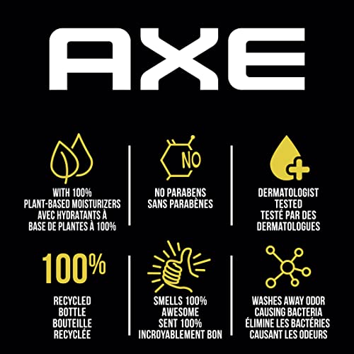 AXE Body Wash 12h Refreshing Scent Cleanser Black Frozen Pear and Cedarwood Men's Body Wash with 100 percent Plant-Based Moisturizers, 16 Fl Oz (Pack of 4)