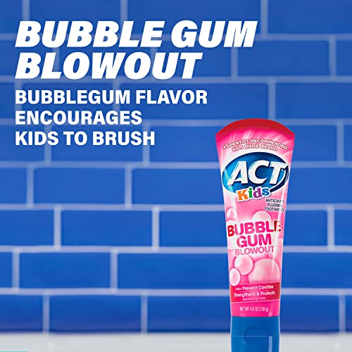 ACT Kids Anticavity Fluoride Toothpaste 4.6 oz. Bubble Gum Blowout