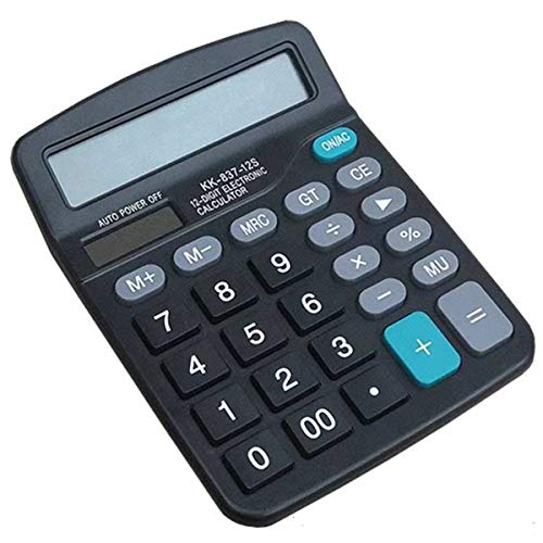 12 Digit Electronics Desktop Calculator, Solar Battery Dual Power Basic Office Calculator, Handheld Calculator with Large LCD Display Big Sensitive Button