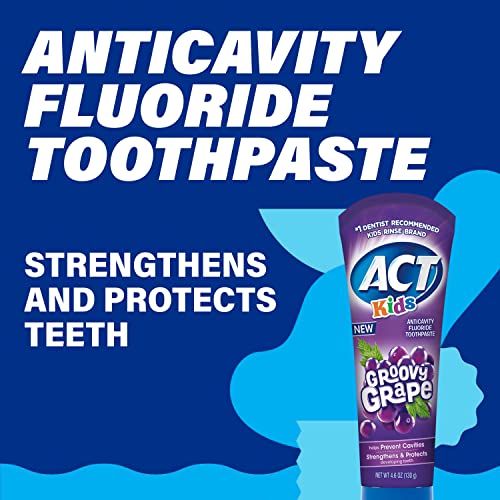 ACT Kids Anticavity Fluoride Toothpaste, Groovy Grape, 4.6 oz.