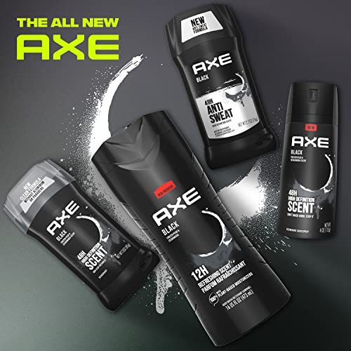 AXE Body Wash 12h Refreshing Scent Cleanser Black Frozen Pear and Cedarwood Men's Body Wash with 100 percent Plant-Based Moisturizers 16 oz