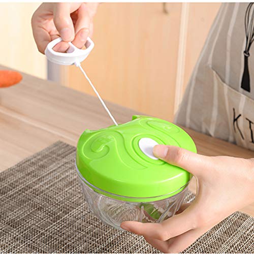 500ml Manual Food Chopper Vegetable Chopper Shredder Household Multifunction Food Processor Meat Machine Crusher Blender Tools (Green)