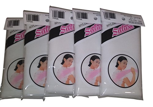 Salux Nylon Japanese Beauty Skin Bath Wash Cloth/Towel - White5PACK