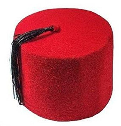 100% Egyptian Adult Red Fez Tarboush Tarboosh Turkish Ottoman Hat Complete Any Costume Hats Features With Black Tassel Large Traditional Egypt Arabic Arabian Accessory Men & Women Fine Cotton 215