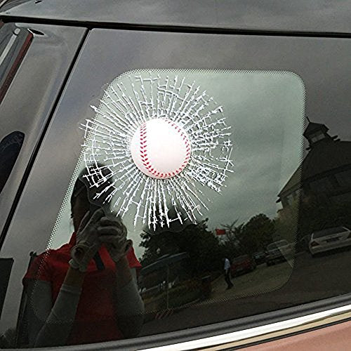 COGEEK Broken Glass 3D Sticker Car Window Ball Hits Self Adhesive Funny Car Stickers (Baseball)