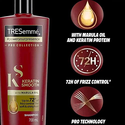 Tresemme Keratin Smooth Shampoo with Marula Oil, Pro Collection - 24 Fl Oz / 700 mL x 2 Pack