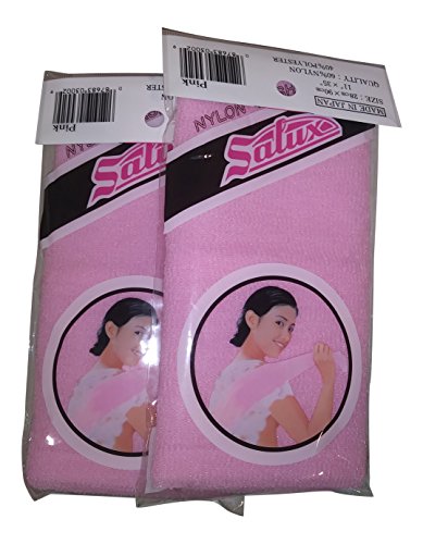 Salux Nylon Japanese Beauty Skin Bath Wash Cloth/Towel - Pink2PACK