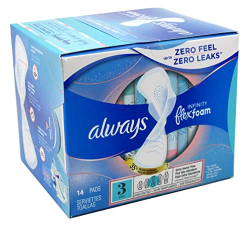 Always Pads Size 3 Infinity With Flex Foam (14 Count) Extra Heavy Flow (Pack of 3)