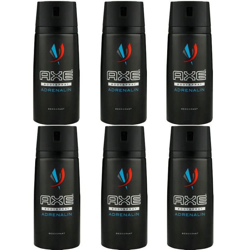 6 Pack Axe Adrenaline Mens Deodorant Body Spray, 150ml