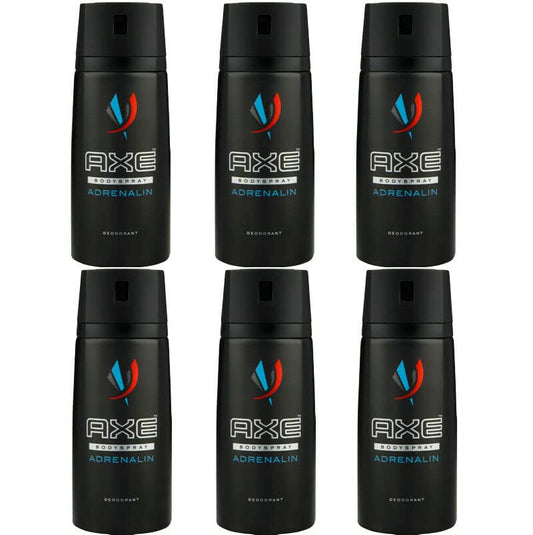 6 Pack Axe Adrenaline Mens Deodorant Body Spray, 150ml