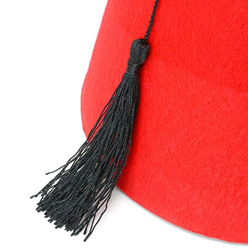 Skeleteen Arabian Red Fez Hat - Moroccan Costume Accessory Fez Hats With Black Tassel - 1 Piece