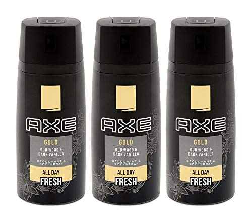 Axe Body Spray Gold Oud Wood & Fresh Vanilla, 5.07 oz (Pack of 3) (Package May Vary)