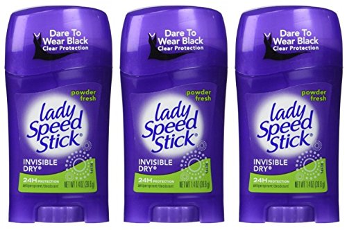 Lady Speed Stick Invisible Dry Antiperspirant / Deodorant. Powder Fresh, 1.4 Ounce (3-Pack)