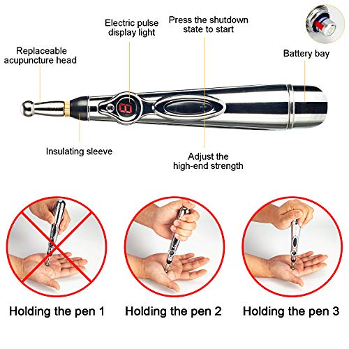 DOTSOG Acupuncture Pen, Electronic Acupuncture Pen Electric Meridians Therapy Heal Massage Pen Meridian Energy Pen Relief Pain Tools,1 x AA Battery (Not Included)